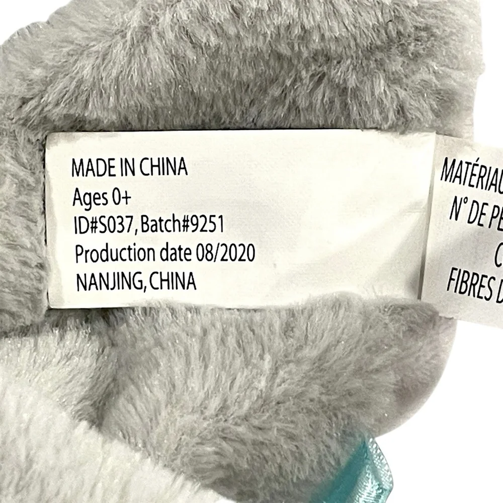 Kellytoy Elephant Rattle Toy Plush Lovey Silky Ribbon Tags Security Blanket Gray
